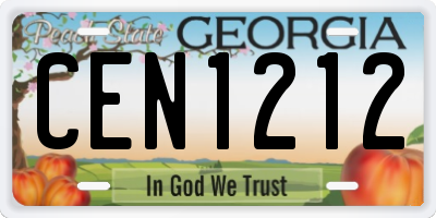 GA license plate CEN1212