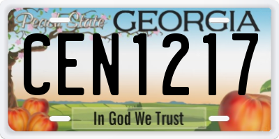GA license plate CEN1217