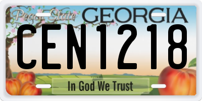 GA license plate CEN1218