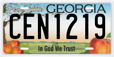 GA license plate CEN1219