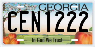 GA license plate CEN1222