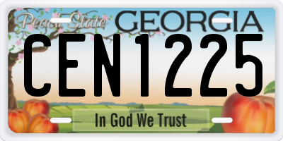 GA license plate CEN1225