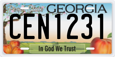 GA license plate CEN1231