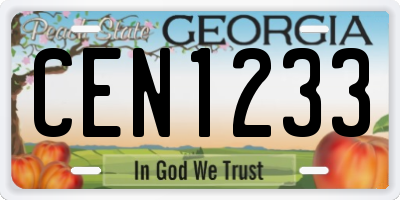 GA license plate CEN1233