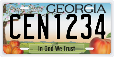 GA license plate CEN1234