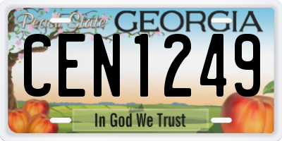GA license plate CEN1249