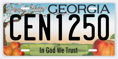 GA license plate CEN1250