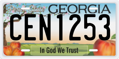 GA license plate CEN1253