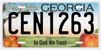 GA license plate CEN1263