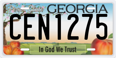 GA license plate CEN1275