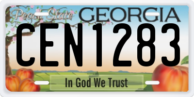 GA license plate CEN1283