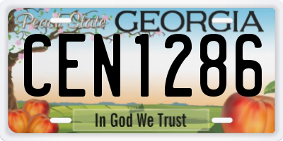 GA license plate CEN1286