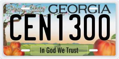 GA license plate CEN1300