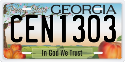 GA license plate CEN1303