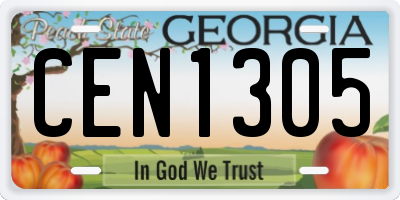 GA license plate CEN1305