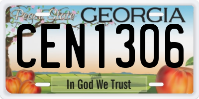 GA license plate CEN1306