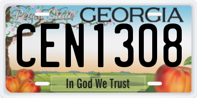 GA license plate CEN1308