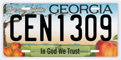GA license plate CEN1309