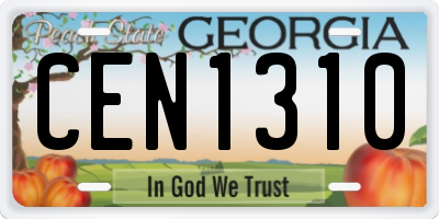 GA license plate CEN1310