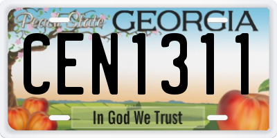 GA license plate CEN1311