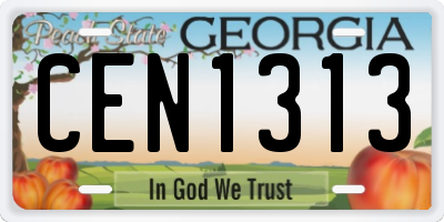 GA license plate CEN1313