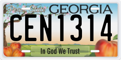 GA license plate CEN1314