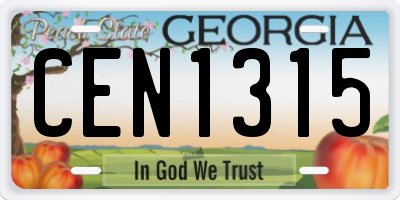 GA license plate CEN1315
