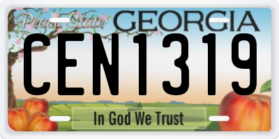 GA license plate CEN1319