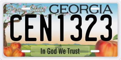 GA license plate CEN1323