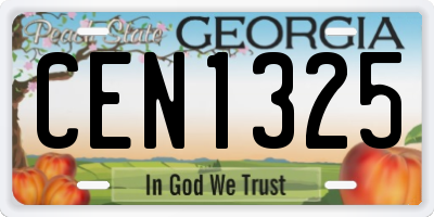 GA license plate CEN1325