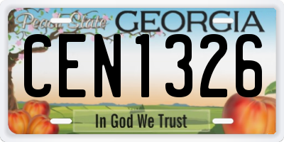 GA license plate CEN1326