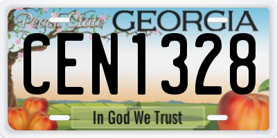 GA license plate CEN1328