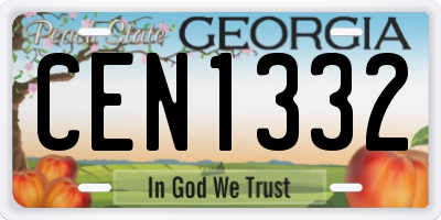 GA license plate CEN1332