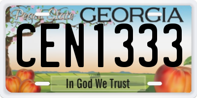 GA license plate CEN1333