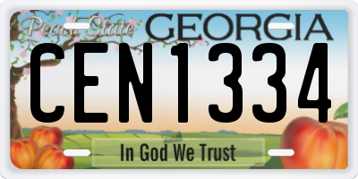 GA license plate CEN1334