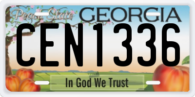 GA license plate CEN1336