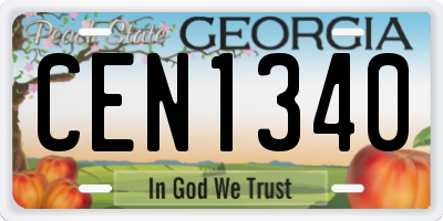 GA license plate CEN1340