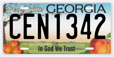 GA license plate CEN1342