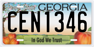 GA license plate CEN1346