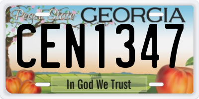 GA license plate CEN1347