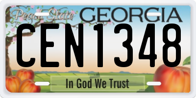 GA license plate CEN1348