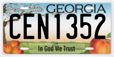 GA license plate CEN1352