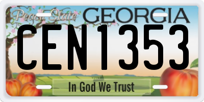 GA license plate CEN1353