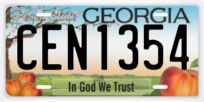 GA license plate CEN1354