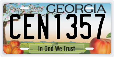 GA license plate CEN1357