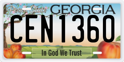 GA license plate CEN1360