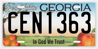 GA license plate CEN1363