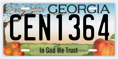 GA license plate CEN1364