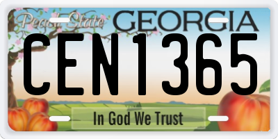 GA license plate CEN1365
