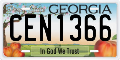 GA license plate CEN1366